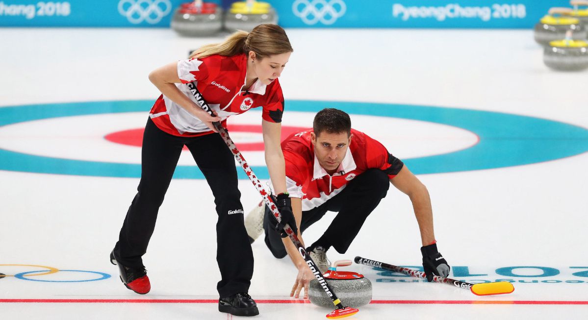 Team canada playing doubles curling at the 2018 olympic games in Pyeongchang
